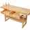 Établi 60 po en bois d'hévéa massif avec 2 tiroirs, tablette ouverte, finition naturelle pour garage, atelier de menuiserie et utilisation domestique