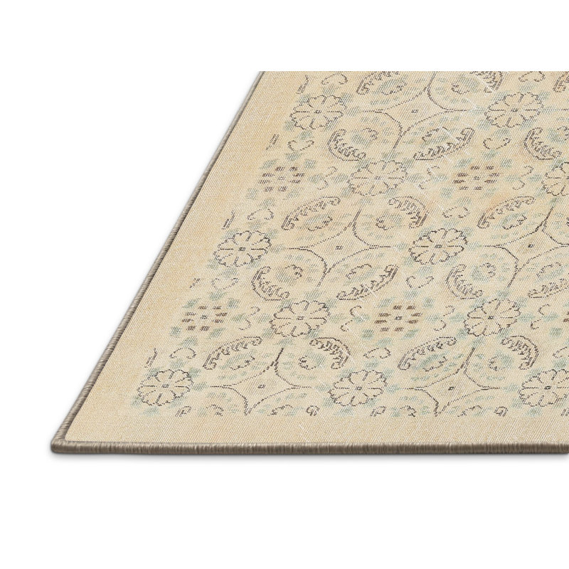 Tapis décoratif floral beige/gris Andi, Rectangle 2 pi x 3 pi