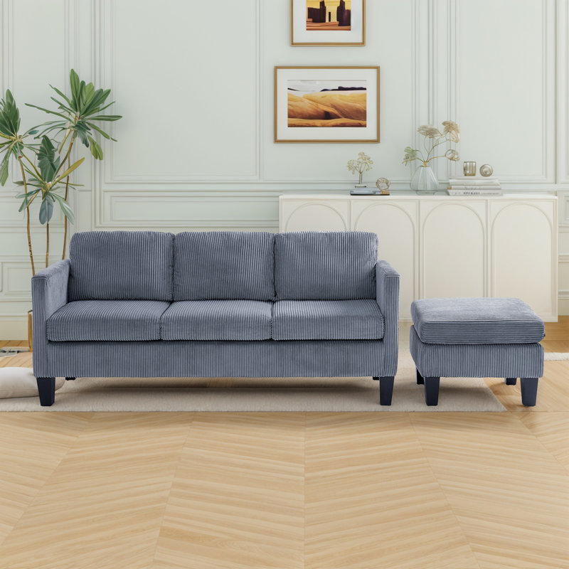 Canapé 67,32 po avec repose-pieds 1 pièce, Gris