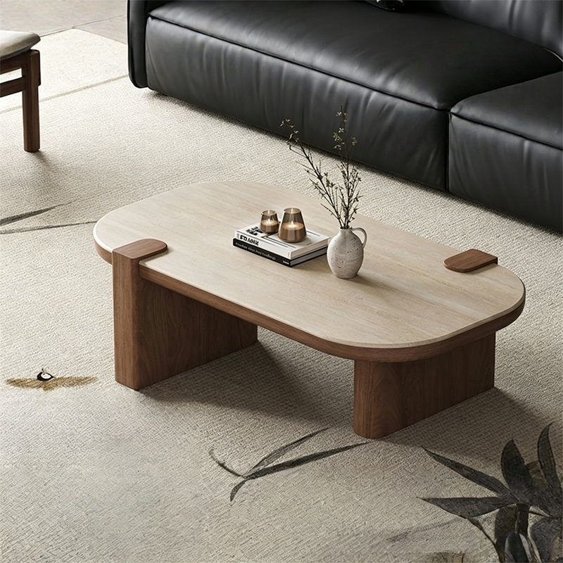 Table basse rectangulaire en bois manufacturé en noyer
