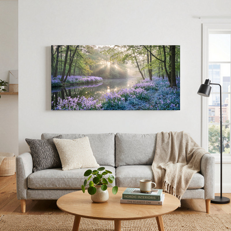Ensemble de 1 tableau sur toile « Ruisseau forestier », 58“W x 28”H, Wrapped Canvas