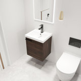 Deyvi 18" Single Sink Wall Mounted Bathroom Vanity,Floating Vanity With 1 Door,White Ceramic Top