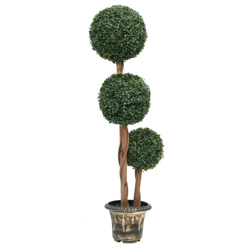 119cm Faux Boxwood Plant in Wood Pot