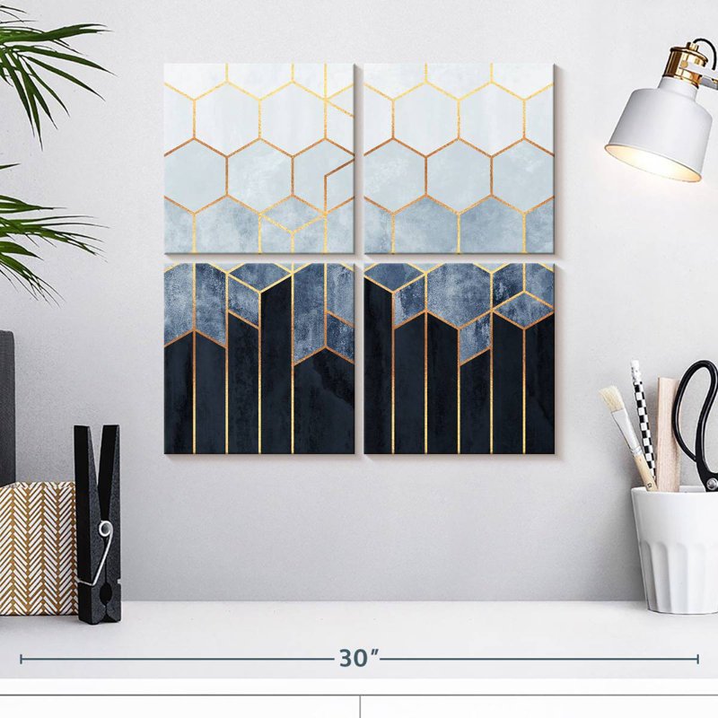 Soft Blue Hexagons, 18" H x 18" W