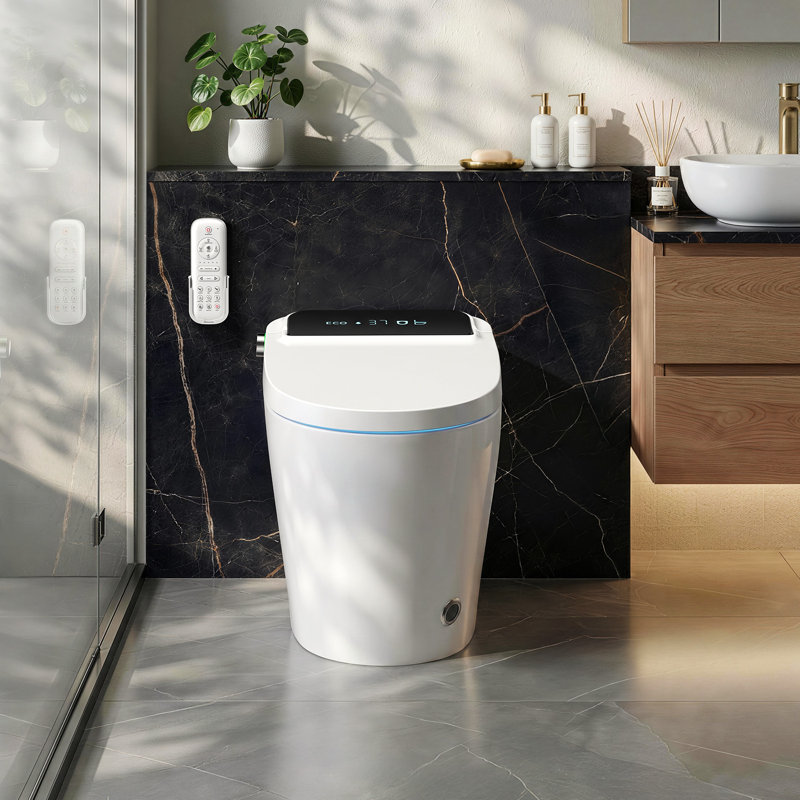  Toilette intelligente BCANHome avec chasse puissante 1000g MaP, lavage bidet sans réservoir, couvercle / siège à ouverture automatique, double chasse automatique 1,28 gallon, siège chauffant, lavage / séchoir à chaleur, fermeture douce, télécommande