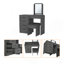 Coiffeuse, tabouret, quatre tiroirs Merlot