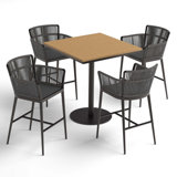Nette And Travira Square 4 - Person 38" Long Powder Coated Aluminum Patio Dining Set