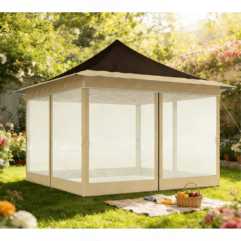 Tente escamotable spacieuse, auvent avec filet en filet, avec sac de transport, pour l'extérieur