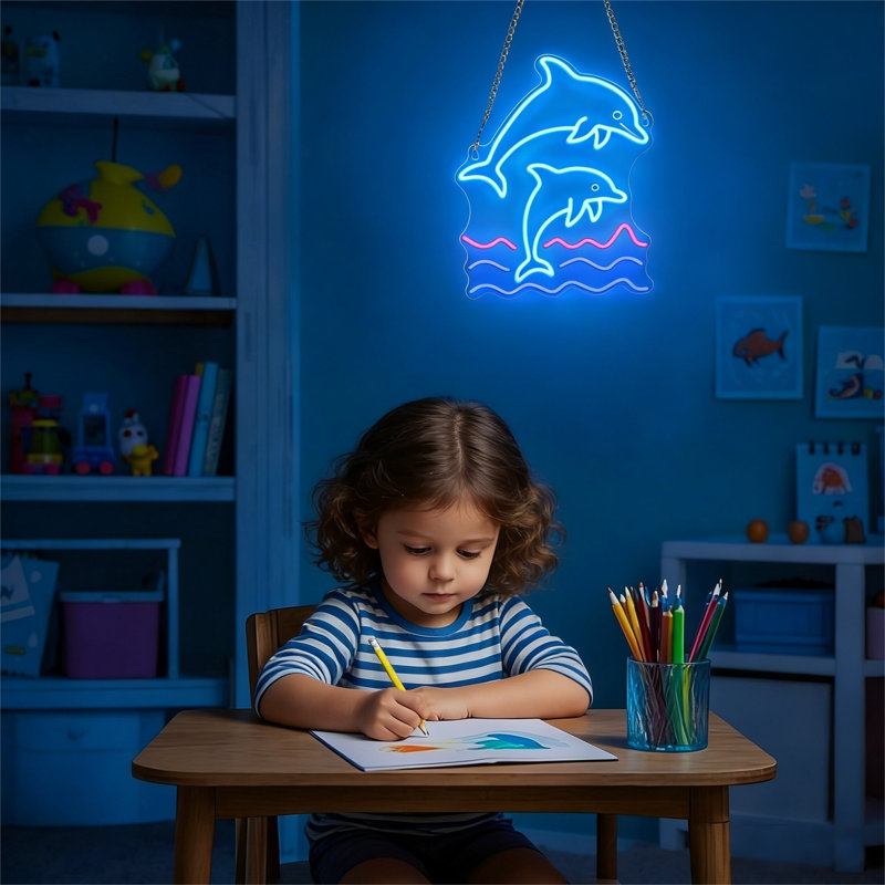 Enseigne lumineuse néon dauphin à intensité variable