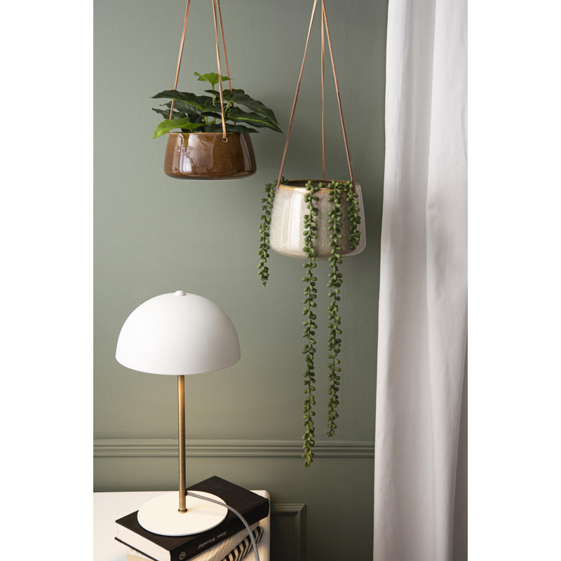 Birdene Ceramic Hanging Planter, Caramel Brown, 16cm H x 16cm W x 8.4cm D