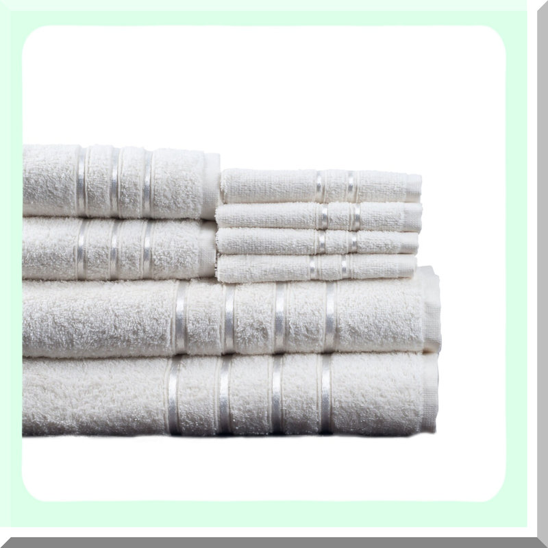LuxSoft 8-Piece Pure Cotton Plush Bath Towel Set - White