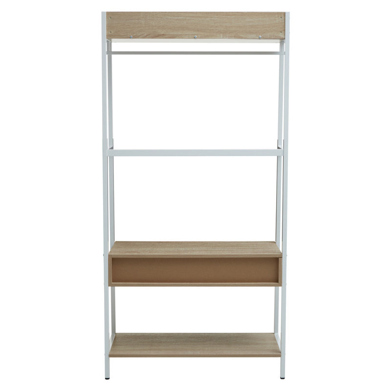 Haytham 84cm Clothing Rack, White, Natural Oak/White