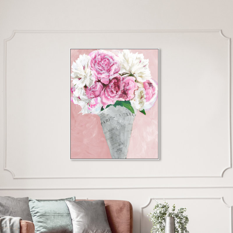 Peony Party - Peinture sur toile, H 54 po x l 36 po