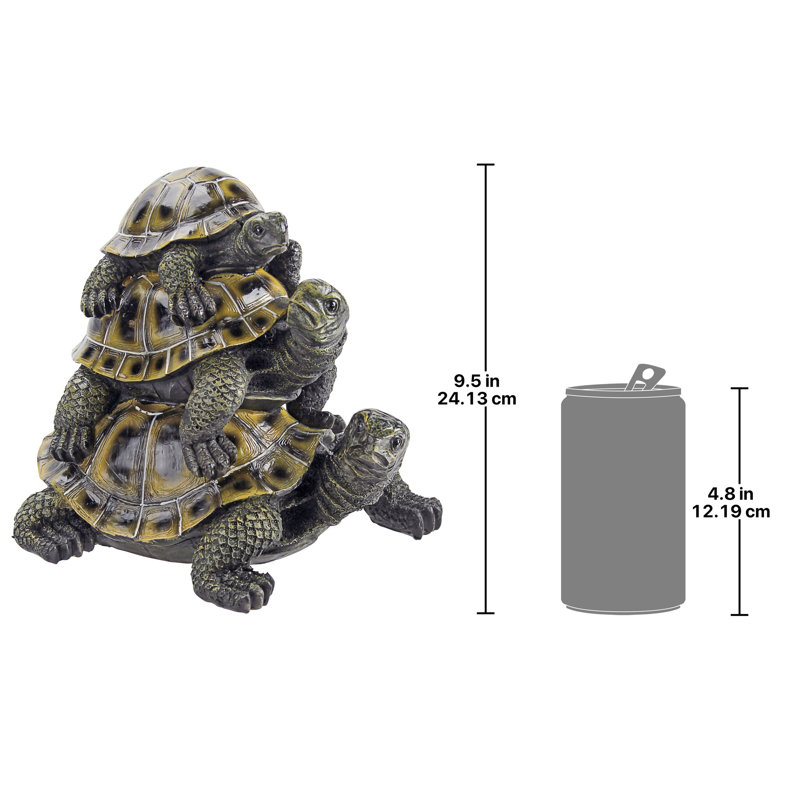 Medium Hand-Painted Resin Stacked Turtle Garden Statue