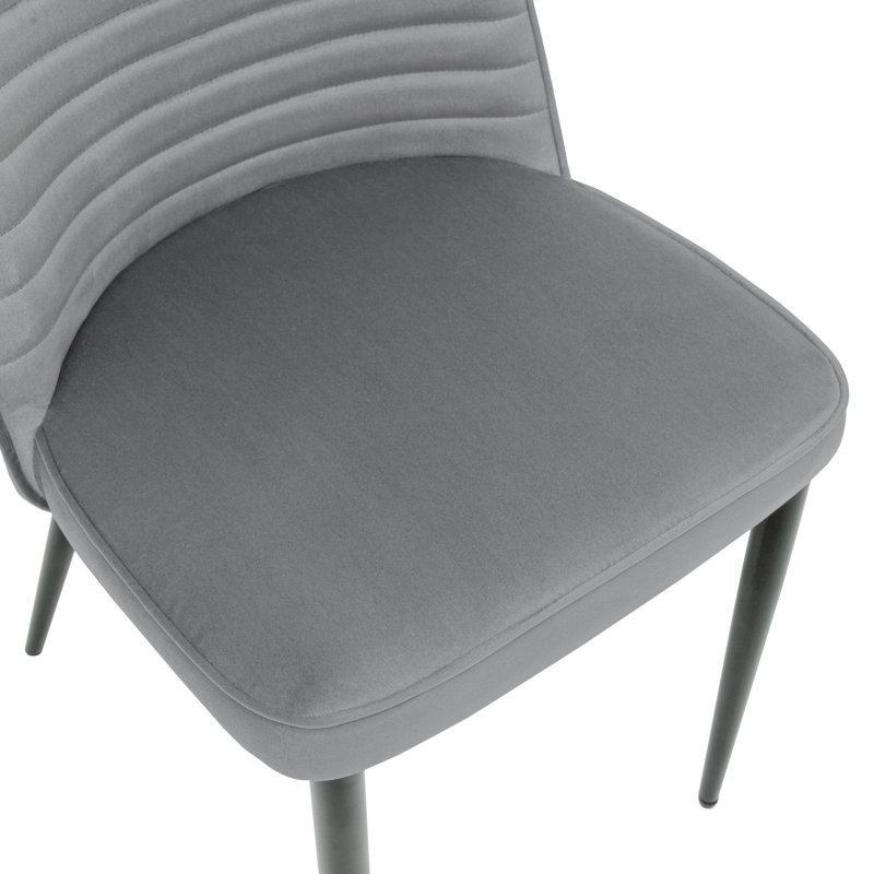 Tarnov 18.5cm H Velvet Upholstered Parsons Chair in Grey