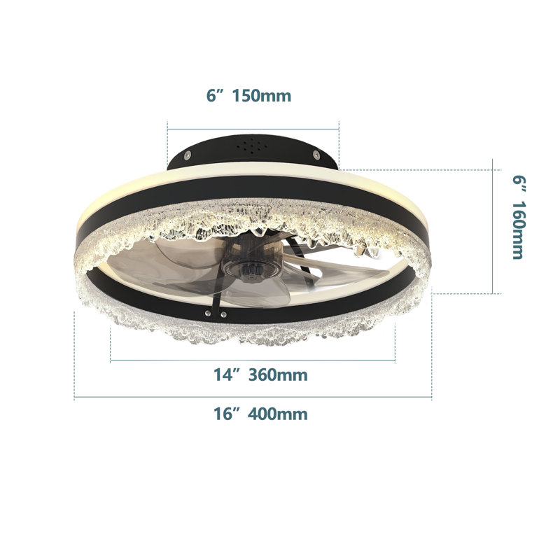Ventilateur de plafond avec lumière encastrée Quiet, 16"