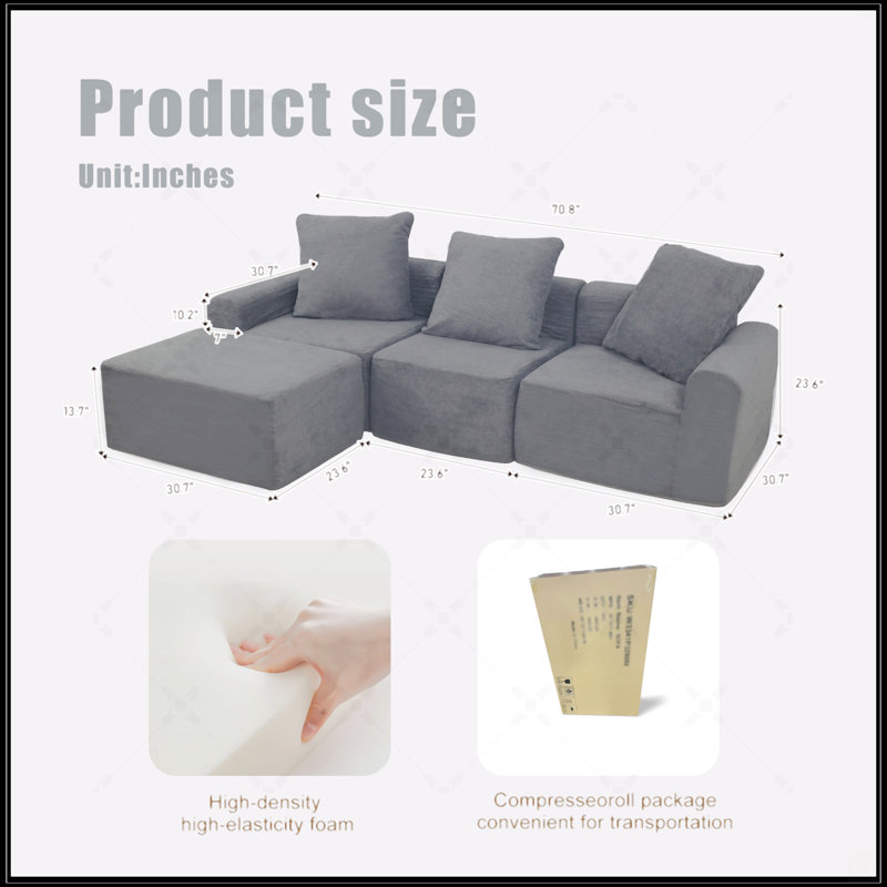 Ensemble de canapé modulaire convertible avec tissu en microfibre et mousse certifiée Certipur-US, idéal pour le confort et la flexibilité