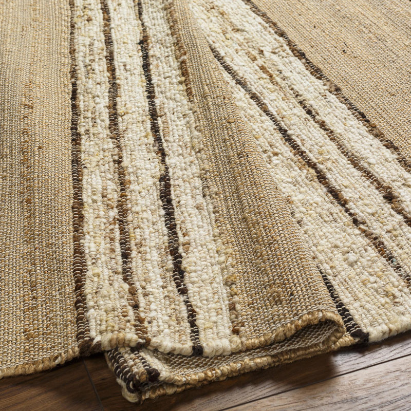 Culbert Striped Handmade Flatweave Jute/Wool Area Rug in Light Gray, Rectangle 5' x 7'6"