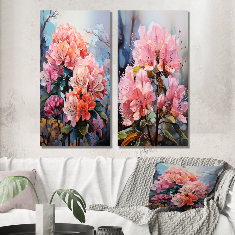 Mystical Rhododendron Symphony Whispers - ensemble de 2 impressions sur métal Rhododendron, H 28 po x l 24 po