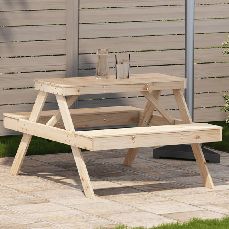  Table de pique-nique en pin massif, Naturel
