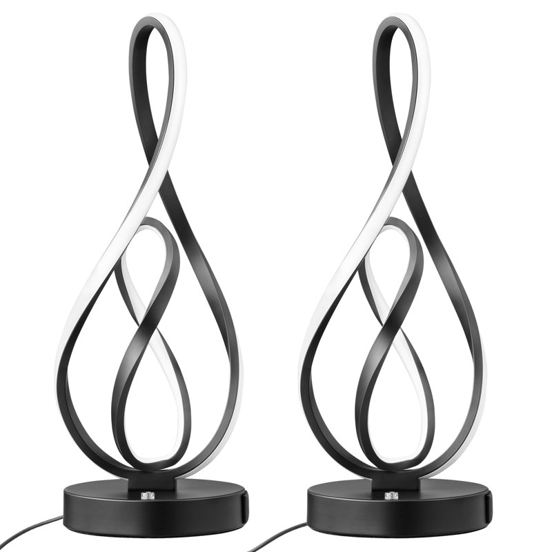 Lampe de table à DEL 15,4 "à commande tactile à intensité variable avec ports USB, angle réglable, Noir