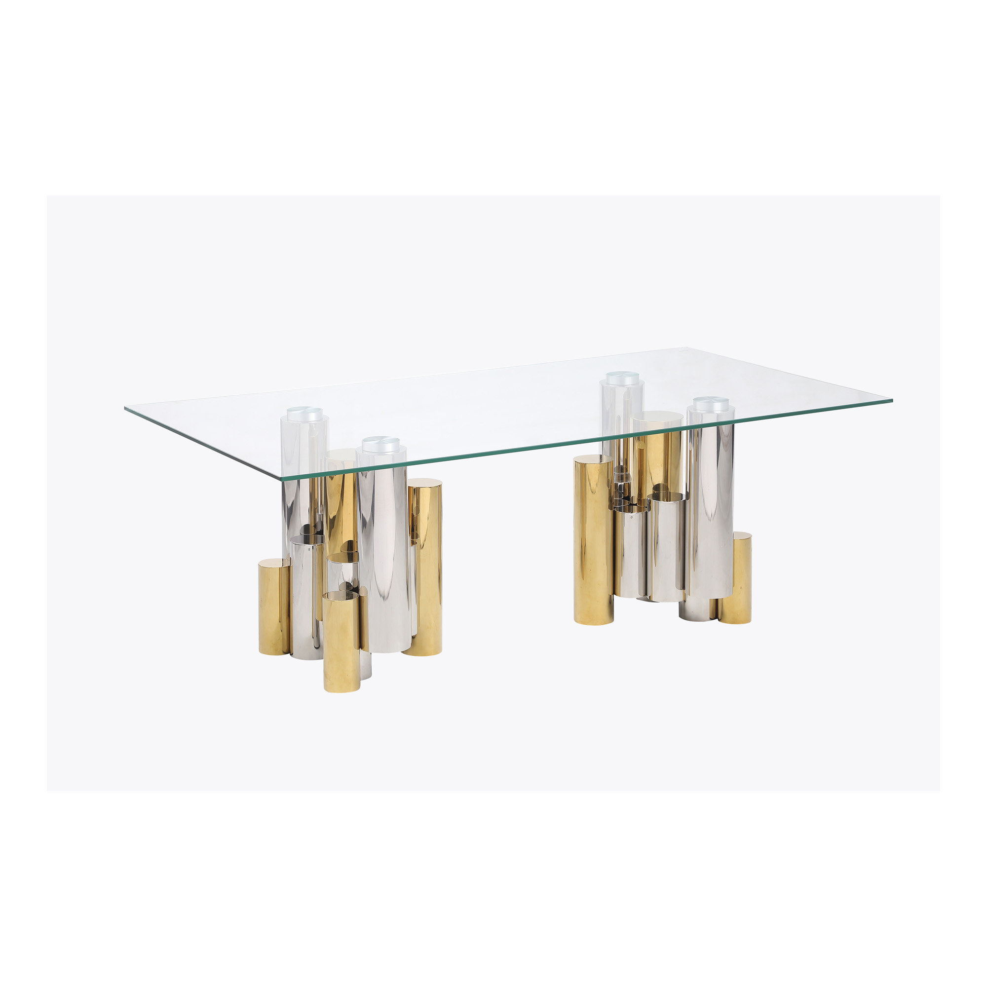 Everly Quinn Stainless Steel Rectangular Accent Coffee Table For Living ...