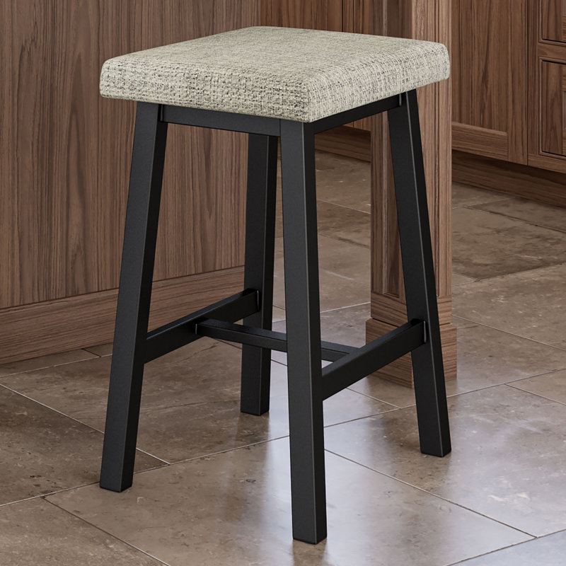 Tabouret de bar et de comptoir Aulika, Tabouret de comptoir (hauteur d'assise 26,4 po), Crème et noir
