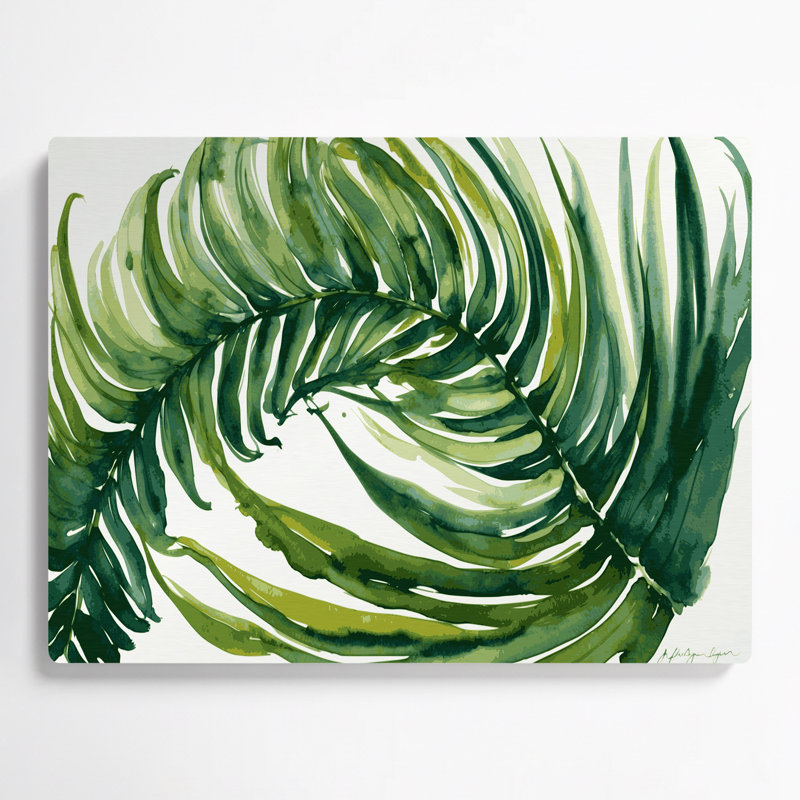 Art mural botanique en métal vert Asplenium, H 240 po x l 240 po x P 0,05 po