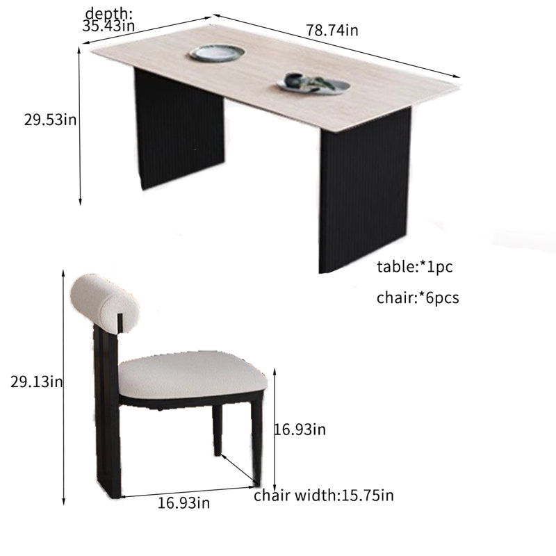 Ensemble de table de salle à manger Simple, H 29,53 po x L 78,74 po x l 35,43 po