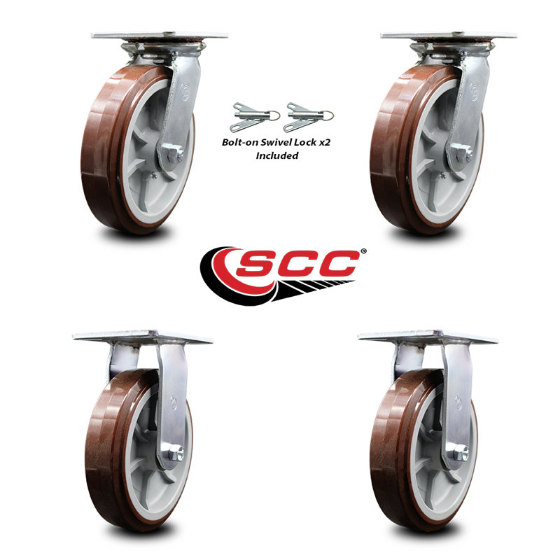 Polyurethane Set with Ball Bearing 2 Swivel Lock and 2 Rigid SCC