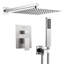 Ensemble de robinet de douche, système de douche de salle de bain Rainfall avec pomme de douche carrée de pluie de 12 pouces et douchette, robinetterie de salle de bain murale avec valve en laiton et ensemble de garniture, nickel brossé-117812735