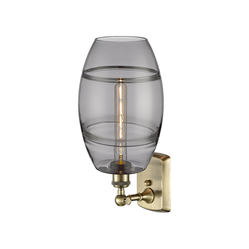 Bettylou Steel Armed Sconce, 10.88" H x 8" W x 8.13" D, Light Smoke, Antique Brass