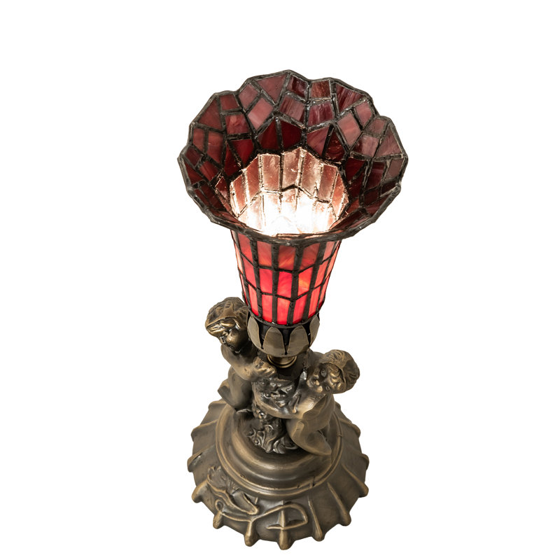 Meyda Tiffany & Stained Glass Torchiere Table Lamp, Red