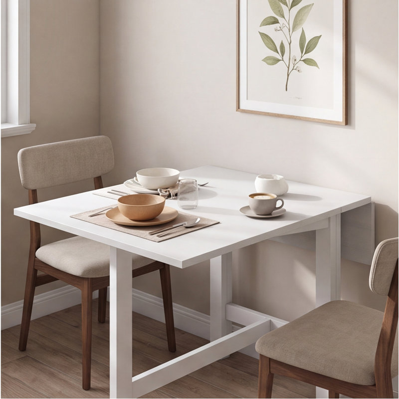 Table de salle à manger extensible avec abattant en bois massif de 47 po x 18 à 36 po x 30 po Topmax