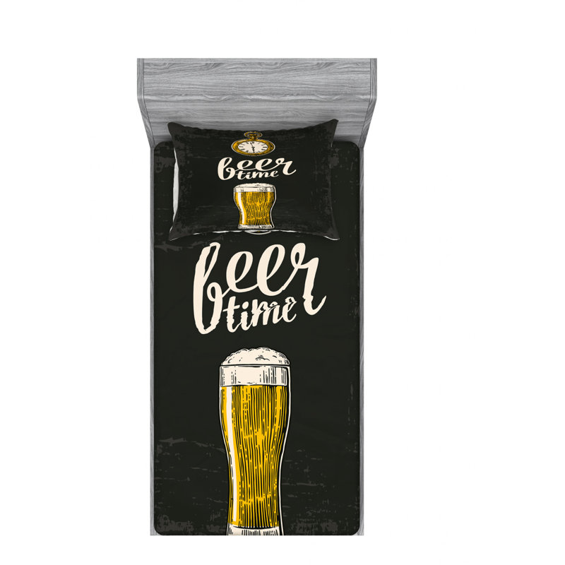 Ensemble de draps en verre Beer Time, Ensemble de draps pour lit simple TG avec drap-hou