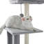 Grand arbre à chat avec très grande surface de repos, structure d'escalade pour chat, boules en peluche suspendues, planche à gratter pour chat et 2 appartements