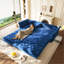Canapé-lit escamotable surdimensionné de 100 po, canapé-lit convertible avec motif capitonné en tissu fait à la main, causeuse en velours multifonctionnel pour le salon, la chambre à coucher, un appartement, bleu-129442235