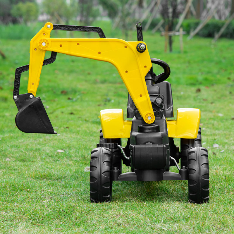 Aosom Kids Ride On Excavator, Pedal Digger, camion de construction avec klaxon pour enfants et tout-petits de 3 ans et plus, jaune