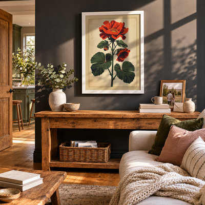 Crimson Bloom Study Botanical - Framed Print