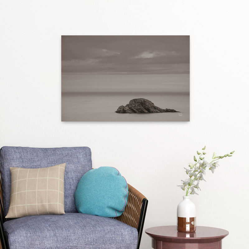 Art contemporain, paysage côtier abstrait, H 16 po x l 24 po