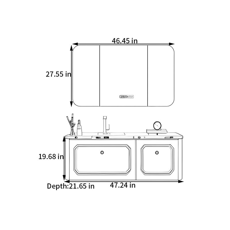 Armoire de salle de bain style français, Vert clair, H 19,68 po x l 47,24 po x P 21,65 po