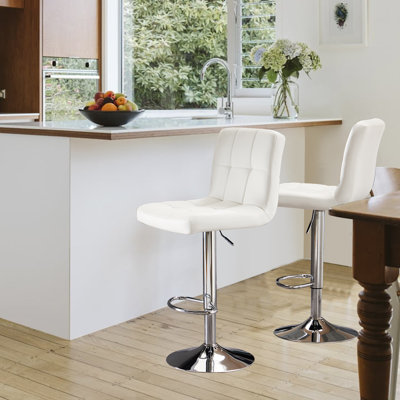 Vegan Leather Swivel Adjustable Height Bar Stool Set, 8 Barstools