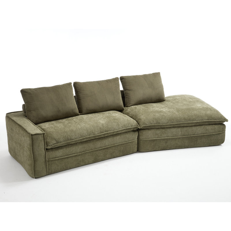Upholstered Sectional Sofa Couch, Green Fabric