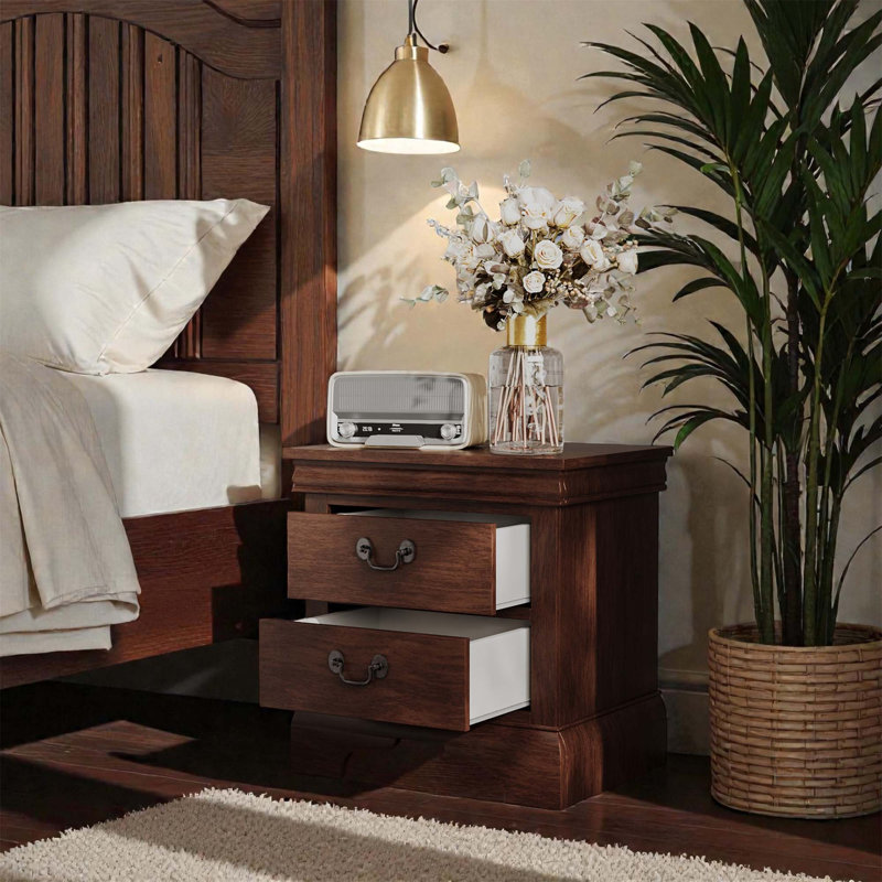 22" X 16" X 22.7" Classic Wooden Nightstand-Cherry, Cherry