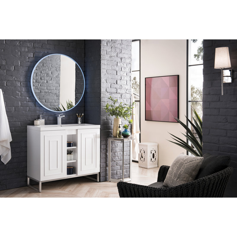 Alicante 39.5'' W Single Vanity, Glossy White, Brushed Nickel