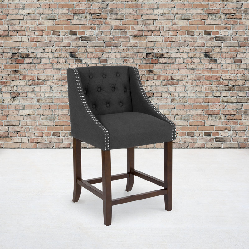 Tabouret de comptoir Ahseem, Gris anthracite, Tabouret de comptoir (siège d'une hauteur de 24 p