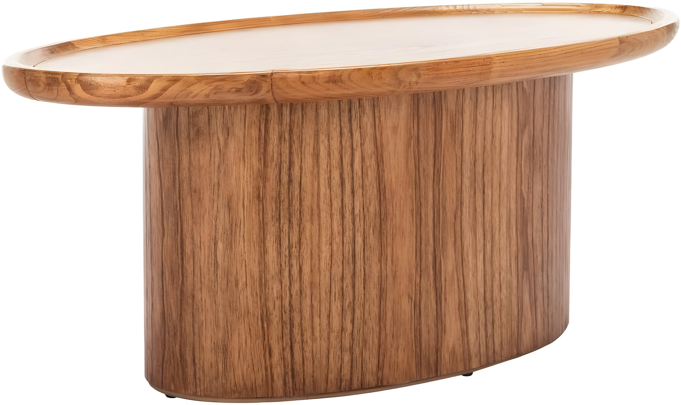 Loon Peak® Oval Natural Brown Coffee Table With Pedestal Base - Fully ...