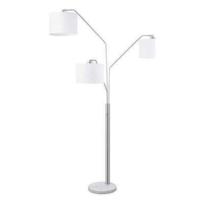 84-inch Drum Shade Tree Floor Lamp Satin Nickel