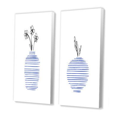 «Pop Minimal Flowers in Blue Pots I», ensemble de 2 impressions