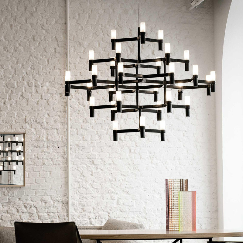 Crown Major 30-Light Sputnik Chandelier, Black, Shade Included: No
